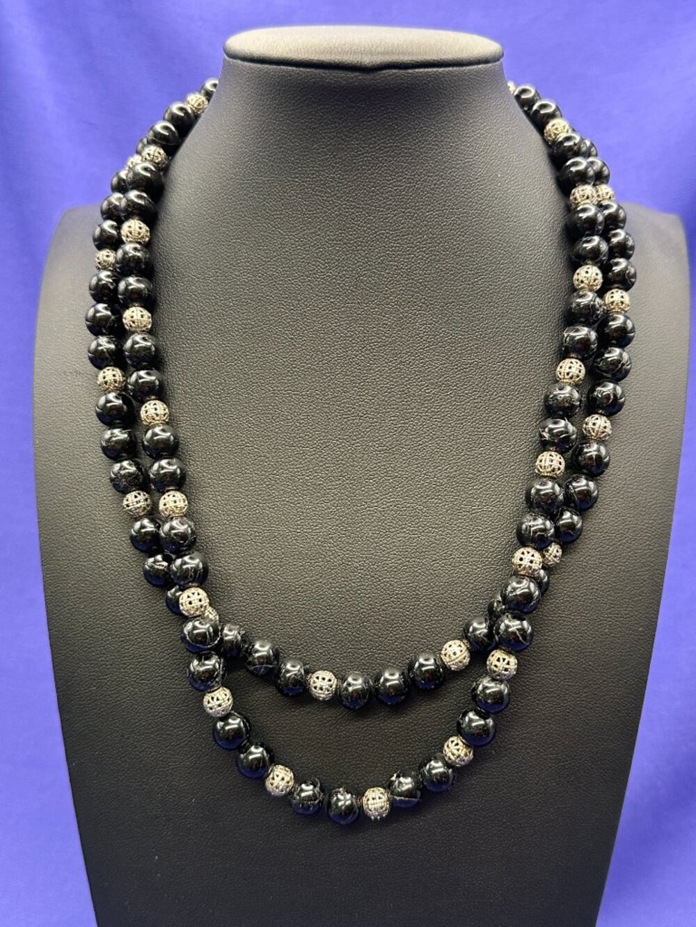 Dual Strand Polished Black Onyx Necklace